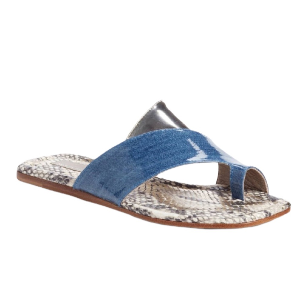 Attilio Giusti Leombruni Denim & Snakeskin Sandal